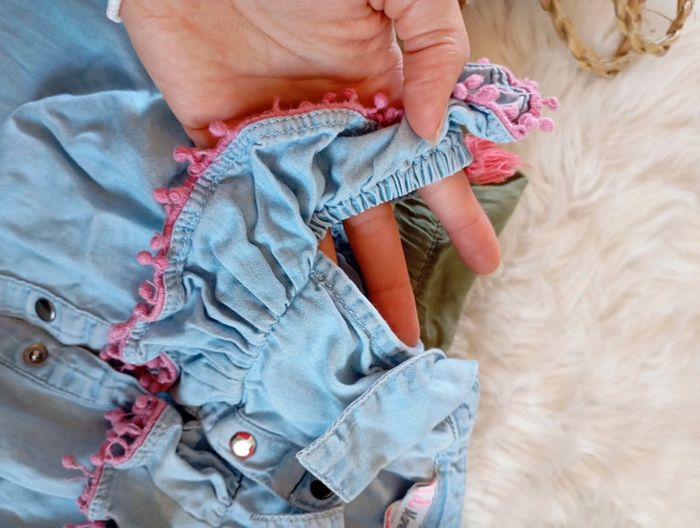 Look fille 3 ans 💗 idéal rentrée chemise en jean Lili marelle + bas h&m - photo numéro 7