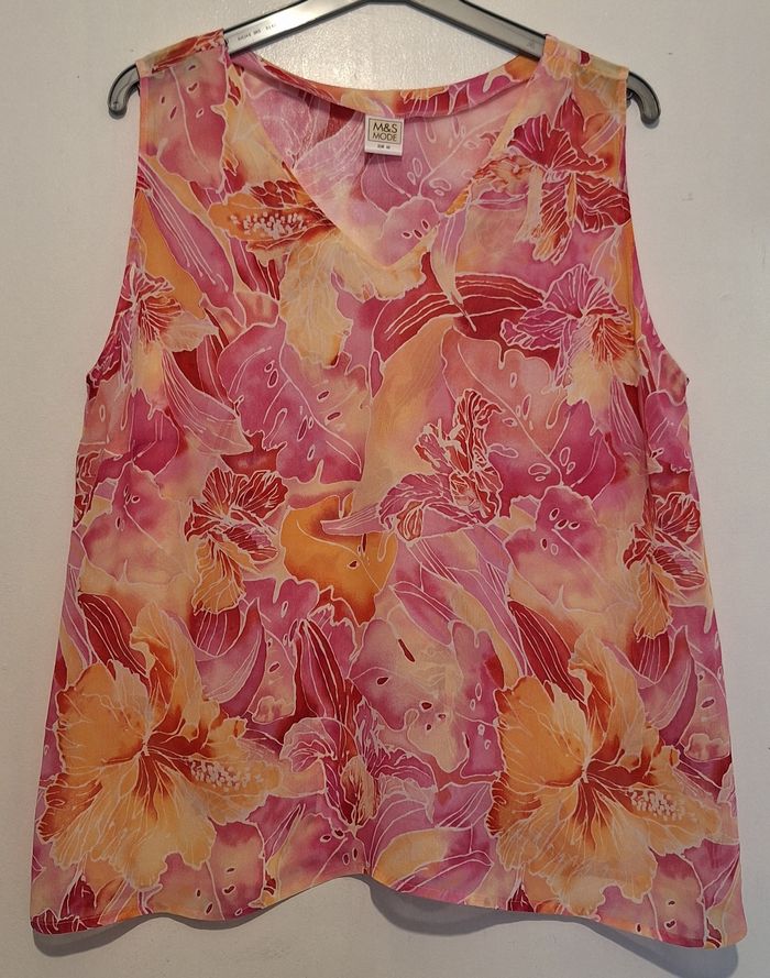 Ensemble chemise, débardeur et jupe rose/orange - photo numéro 5