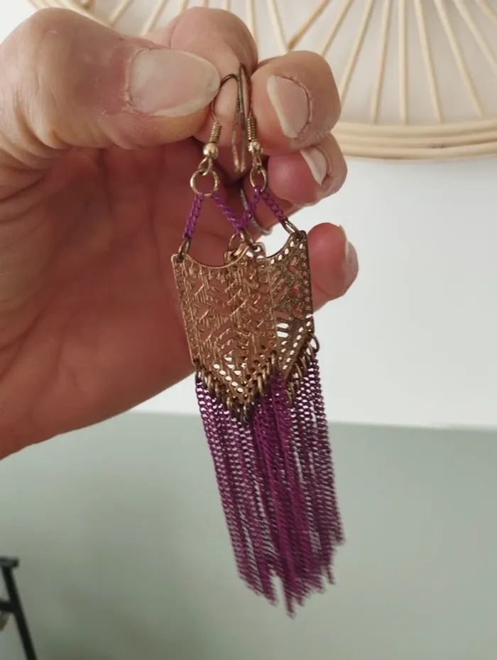Boucles d'oreilles violettes Moa - photo numéro 2