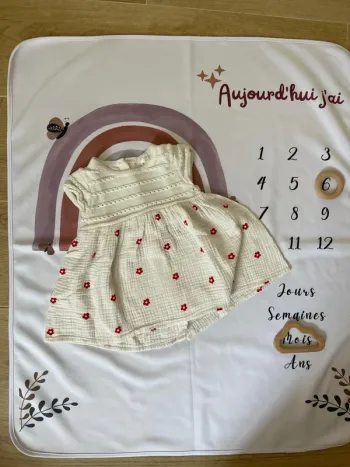 Robe bébé fille Orchestra – Taille 6 mois – Gaze de coton fleurie 🌸