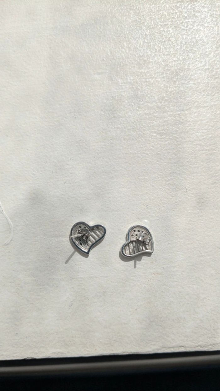 Boucles d'oreilles forme cœur en argent - photo numéro 4