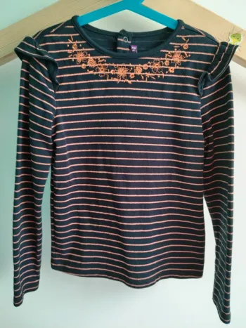 T-shirt manches longues rayé fils métalliques SGMJ 9 ans