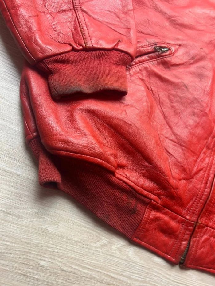 Blouson Vintage Cuir Rouge FJ560 Urban Assault Squad Taille 2X – Drapeau USA - photo numéro 8