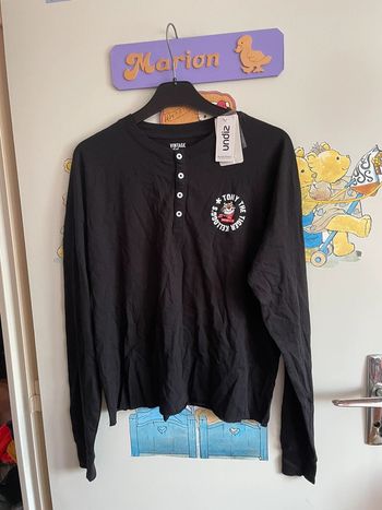 Tee shirt de pyjama à manches longues noir à motifs Kellogg’s, taille S, marque Undiz