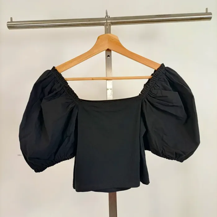 Top noir à manches ballon – Topshop – Taille 38 (M) A672 - photo numéro 5