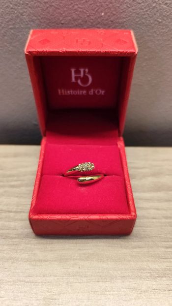 Bague jaune et strass blanc - 18mm