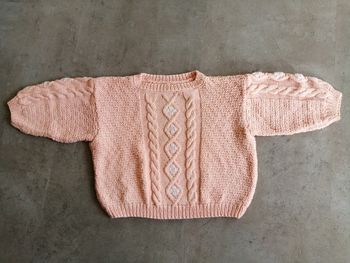Pull coton tricoté main 2/4 ans