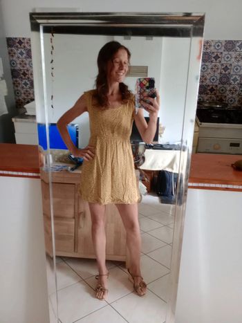 Robe femme 36 moutarde à fleurs c69