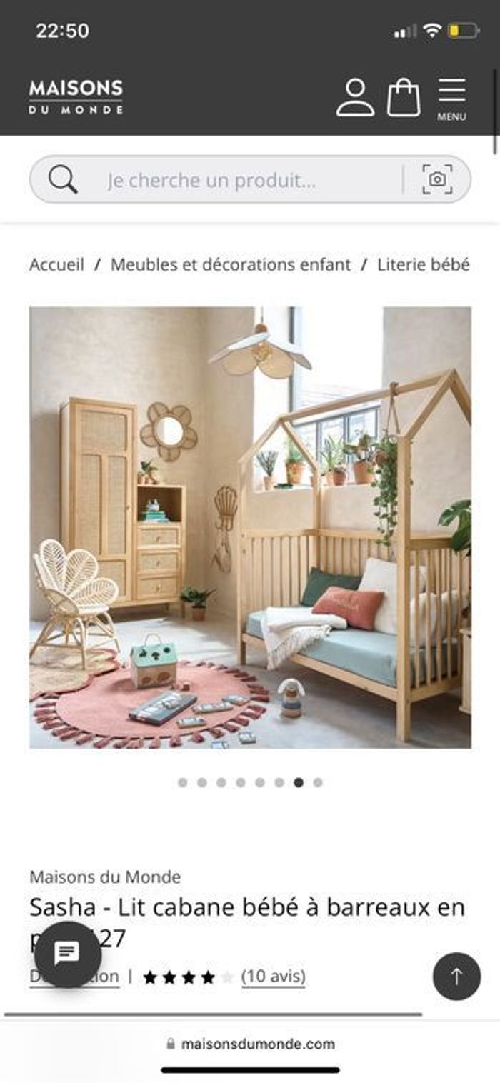 Lit bébé neuf maison du monde cabane  barreau évolutif - photo numéro 4