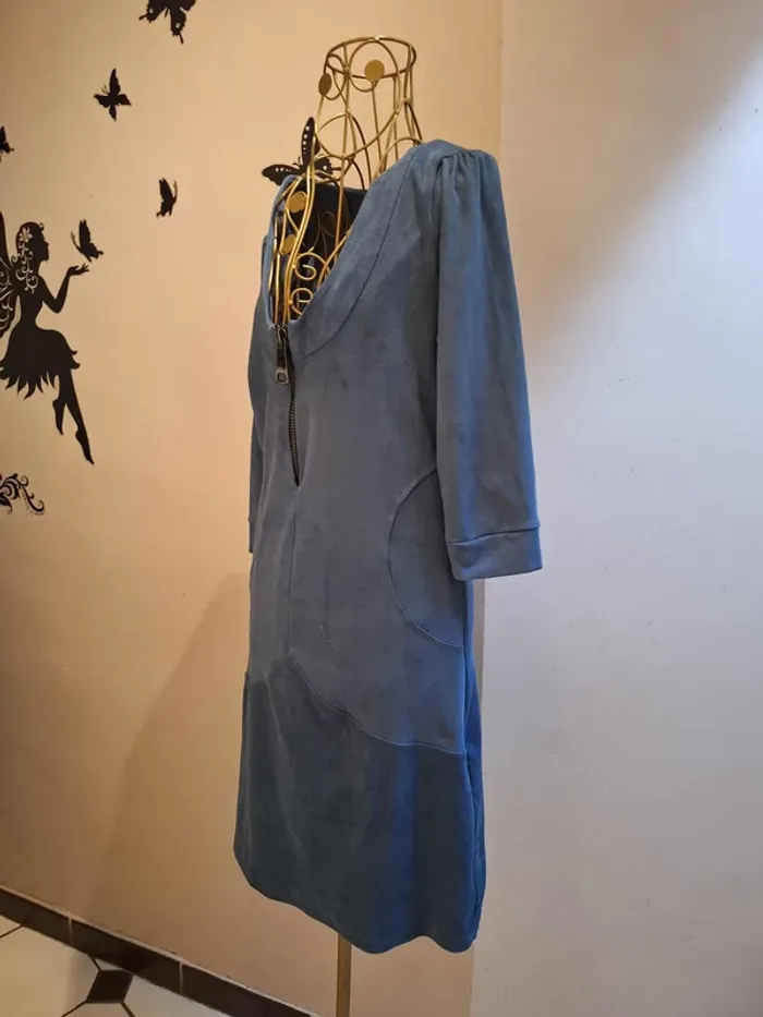 Robe en suédine bleue - Made in France - photo numéro 2
