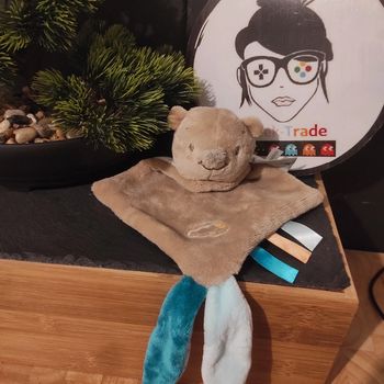 Doudou Nattou Ours Basile Marron Bleu Nuage Soleil Étoile Blanc #geektradedoudou