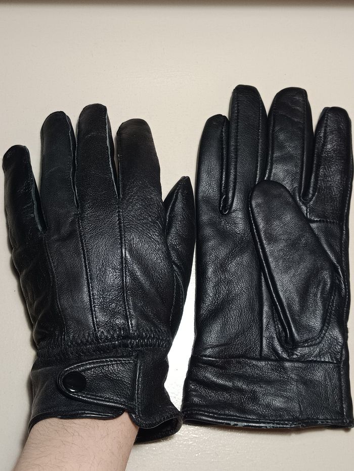 Gants mixtes en cuir noir - taille M - photo numéro 3