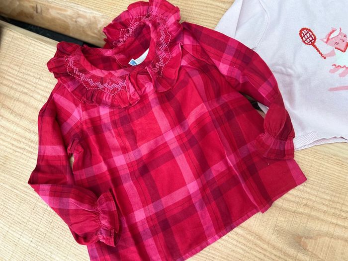 Ensemble lot Jacadi pull et blouse chemise col même thème 36 mois 3 ans - photo numéro 2