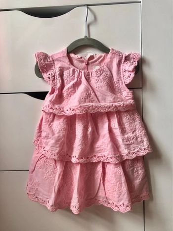 Robe été broderie rose Mayoral 12 mois neuf fleurs