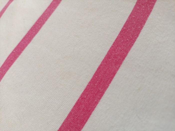Polo Lacoste vintage blanc à rayures roses - Made in France - unisexe - photo numéro 6