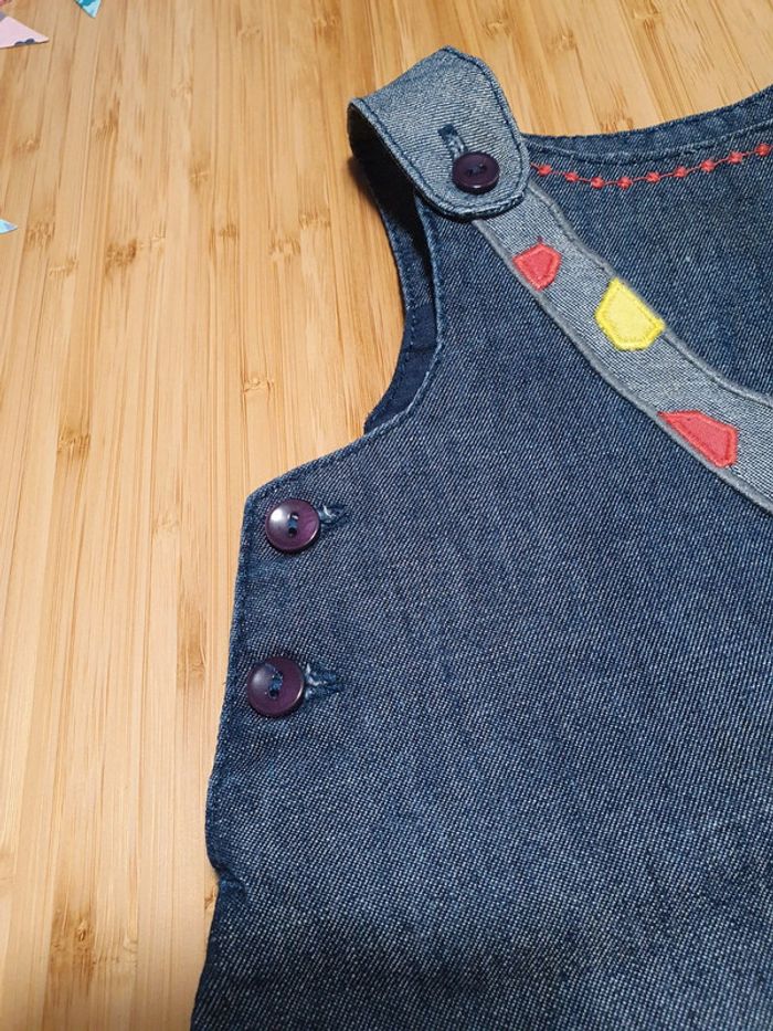 Robe en jean denim DPAM Du Pareil Au Même 6 mois 67 cm Brodé girafe 🦒 - photo numéro 5