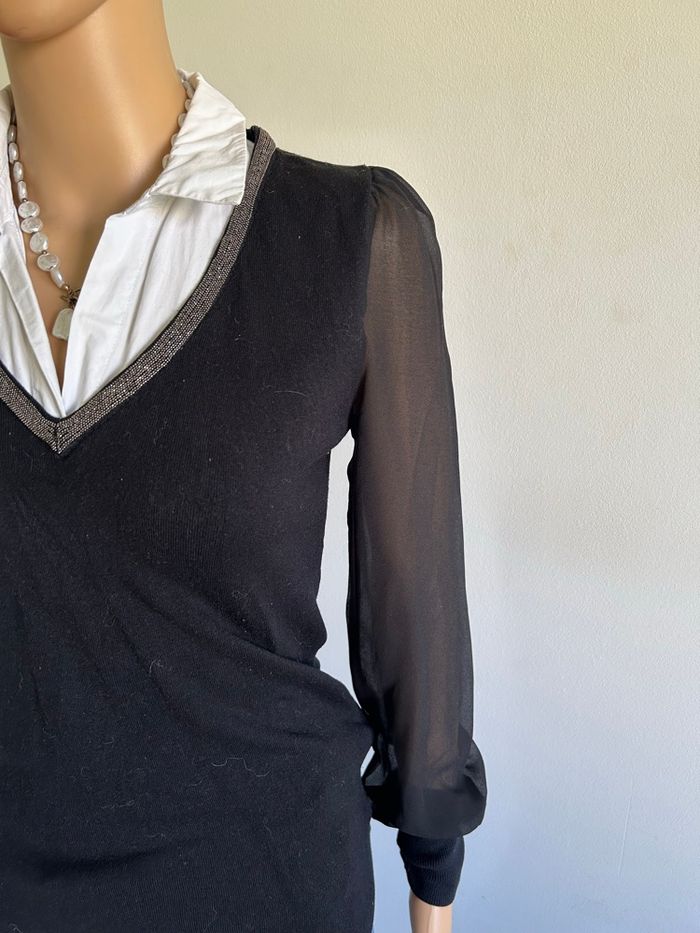 Pull noir et blanc à manches longues Morgan taille XS bon état - photo numéro 4