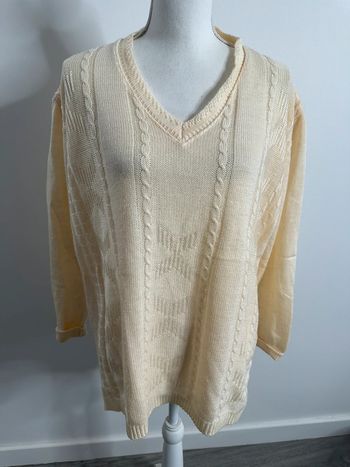 Pull en maille torsades beige abricot Vintage T52/54