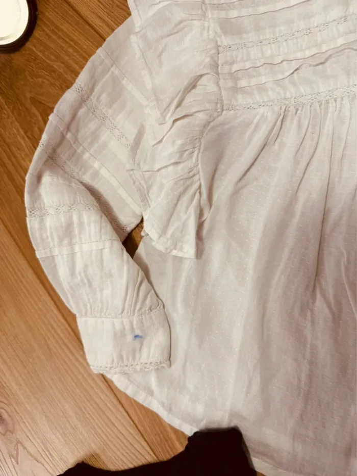 Taille 4 ans tenue 3 pièces fille TAO Kiabi blanc bleu * fils doré * 🌷 - photo numéro 6