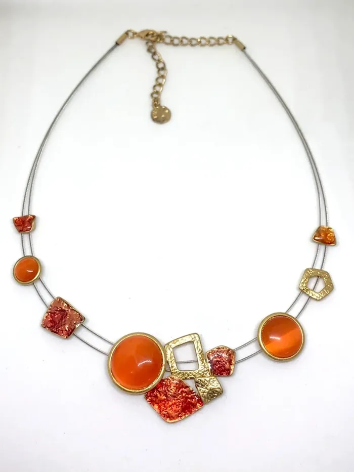 Collier doré et orange - photo numéro 3