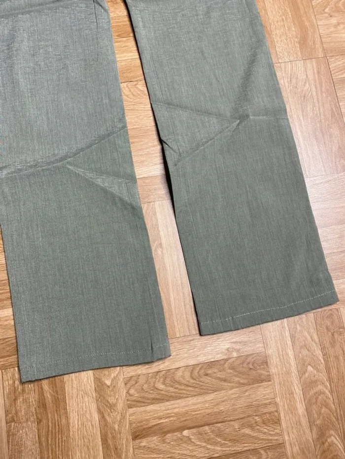 Pantalon élégant ajusté vert kaki satiné vintage Extè (NEUF) - photo numéro 3