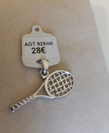 Pendentif raquette en AGT 925 mil, neuf