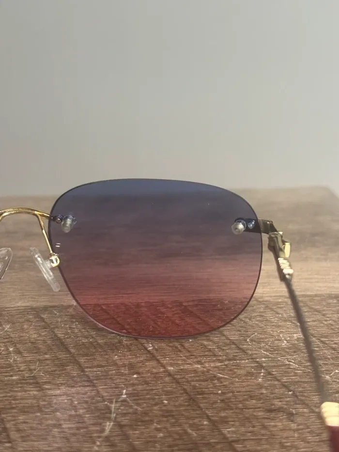 Lunette de soleil ovale Porta Romana verre bleu dégradé rougeâtre - photo numéro 14