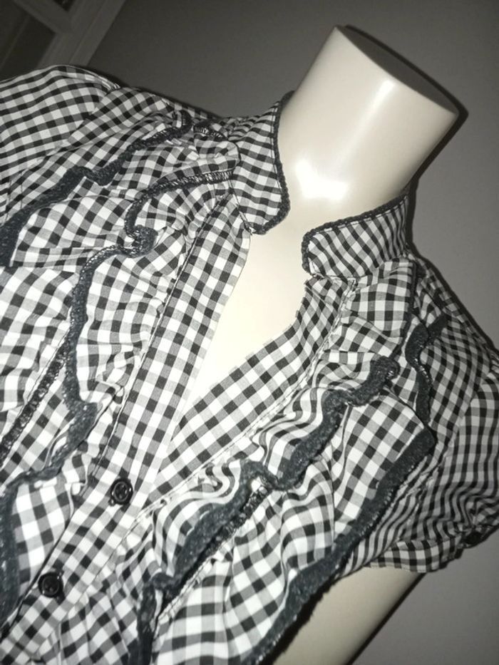 Chemise / top / blouse vichy et col jabot by Morgan taille 36 comme neuve - photo numéro 6
