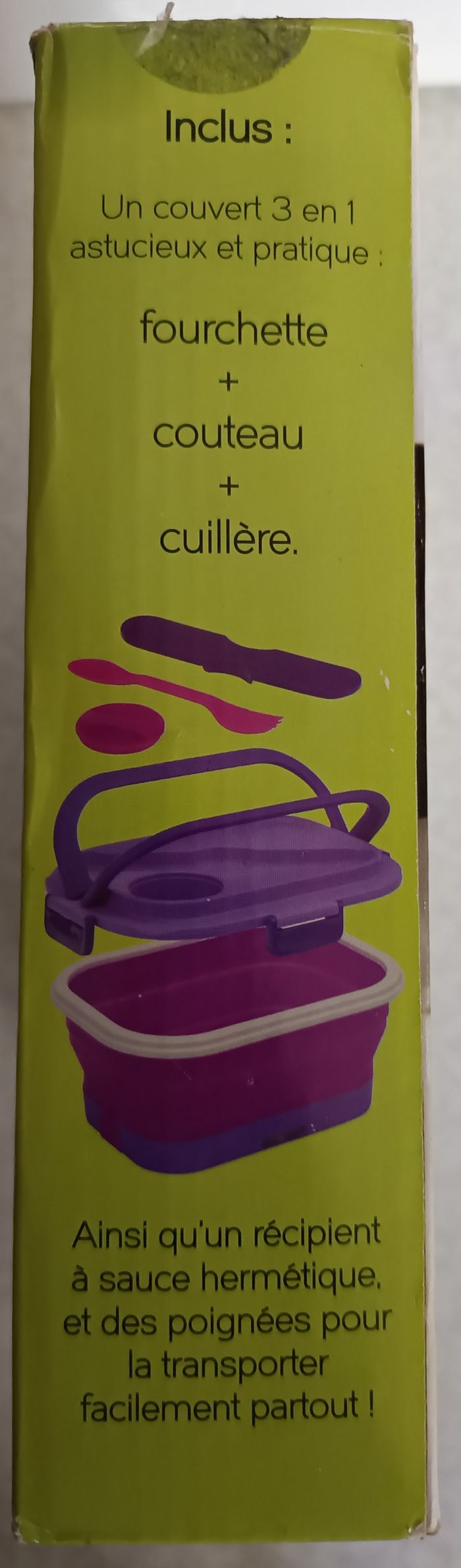 Lunch Box Chauffante Rétractable Silicone étanche avec couvert 3en1 Complet - photo numéro 2