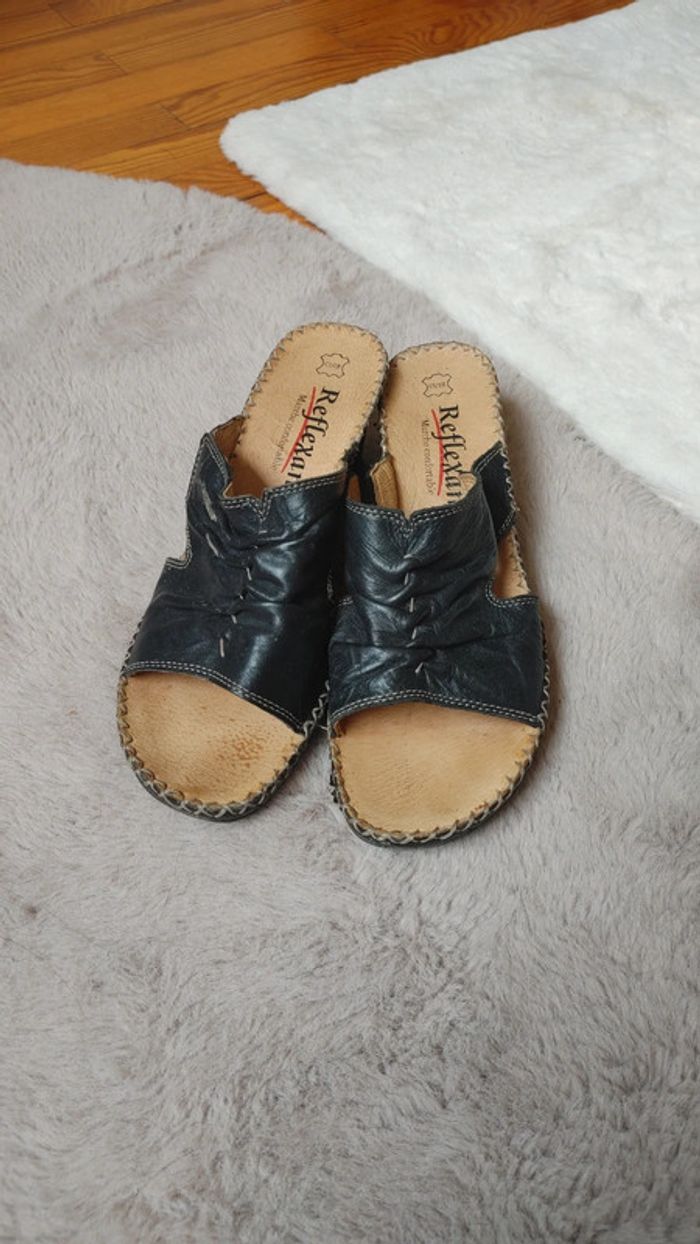 Mule en cuir très confortable noir