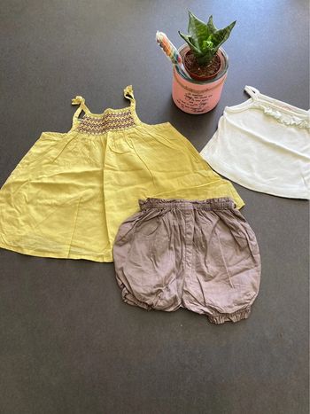 Lot ensemble été vêtement bébé fille 12 mois débardeur bloomer