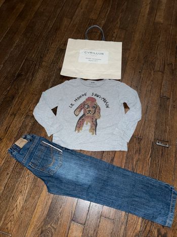 T-shirt (bon état) et jeans (très bon état) Cyrillus 6 ans