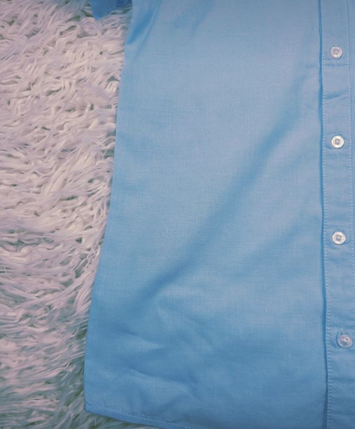 Chemise manches courtes col mao bleu Garçon taille 10 ans marque Okaidi 🎸 - photo numéro 3