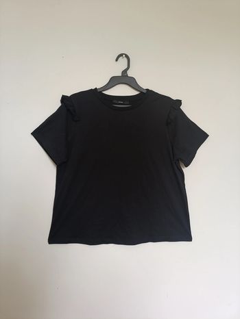 T-shirt noir basique à volants épaules – George – Taille XL