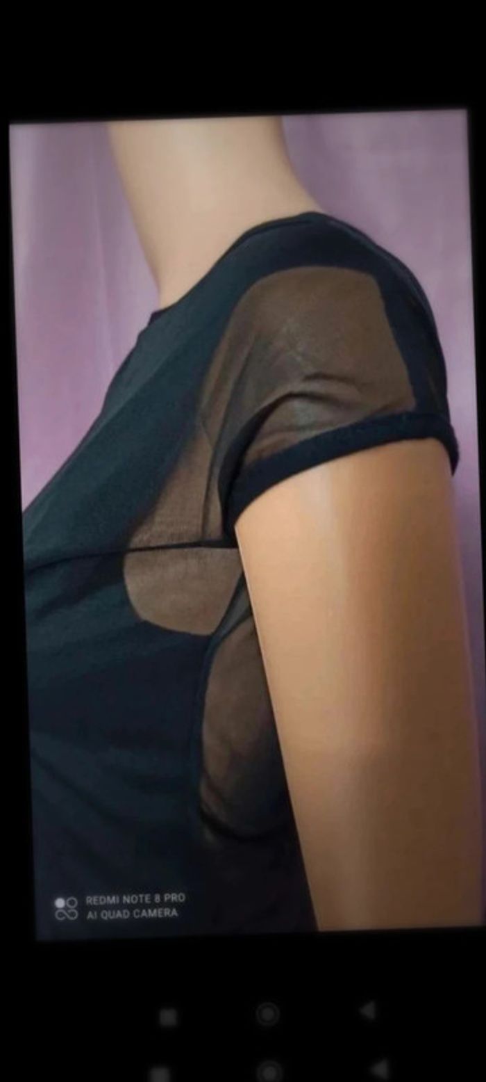 Top  haut noir transparent noir taille s - photo numéro 7