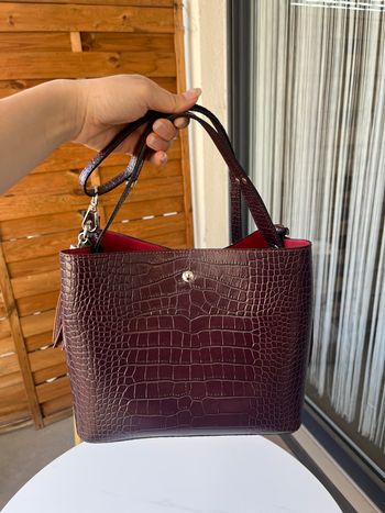 Sac à main – cuir effet croco bordeaux  Made in italy