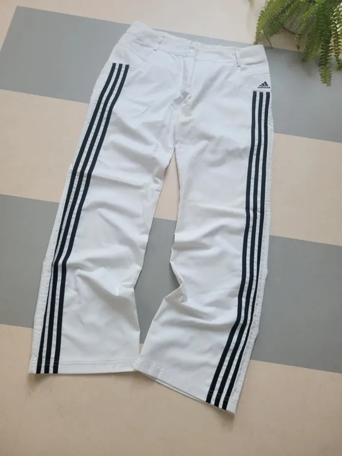 Trackpant jean pantalon adidas vintage blanc large - photo numéro 2