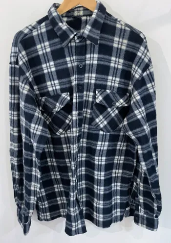 Lumberjack Flannel Plaid Polaire shirt chemise blue white Mens XXL