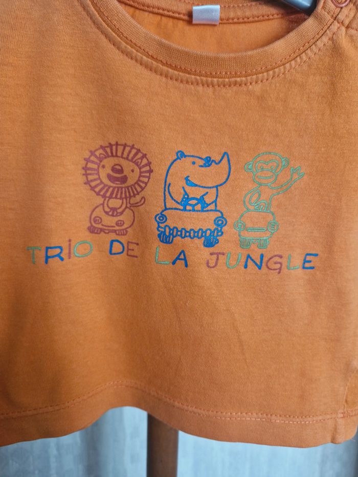 Ensemble bébé garçon 3 mois T-shirt manches courtes orange + short kaki coton - photo numéro 4