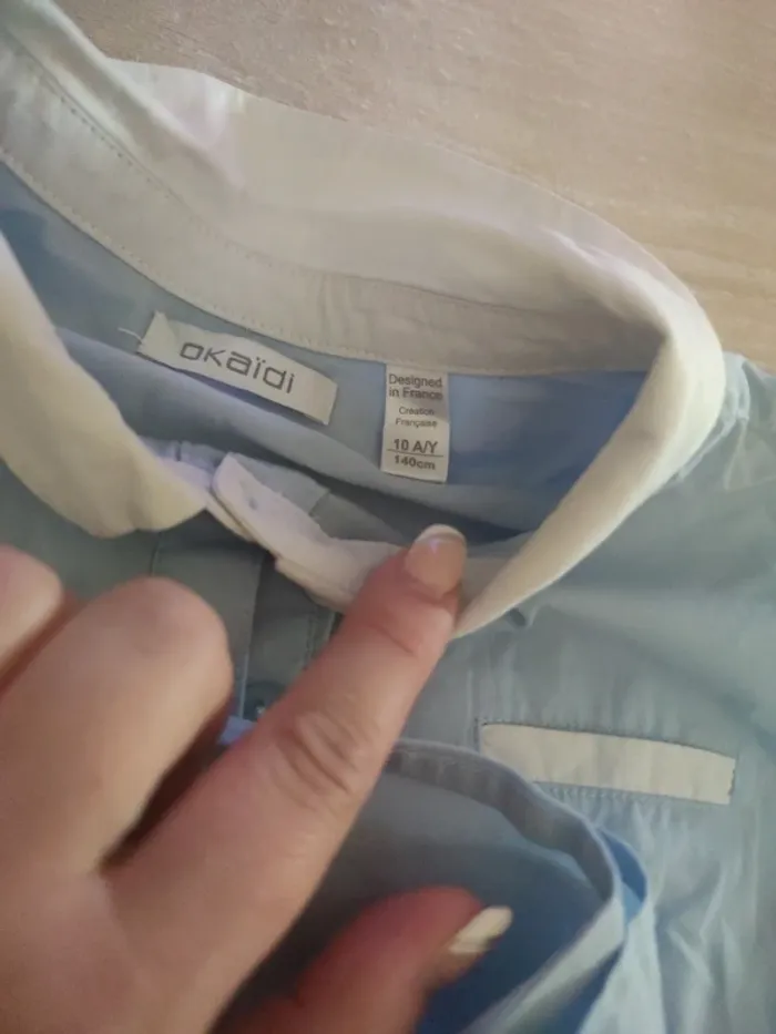 Chemise blanche et bleu Okaïdi 10 ans - photo numéro 3