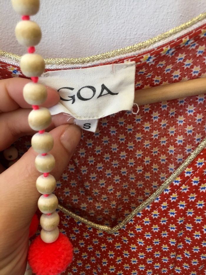 Robe courte corail taille S GOA col doré / robe à motifs étoiles - photo numéro 4
