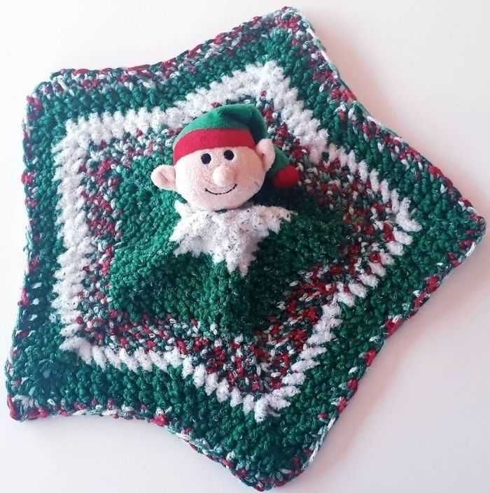 Jouet peluche doudou lutin de noël fait main crochet bébé naissance