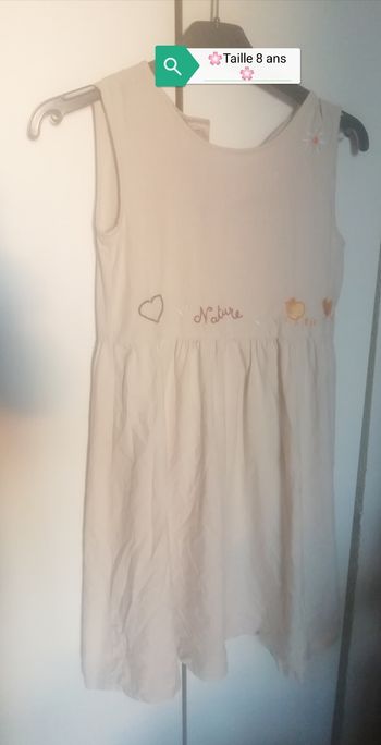 🌸Robe lin crème avec broderies Taille 8 ans "Kiabi" Neuve 🌸