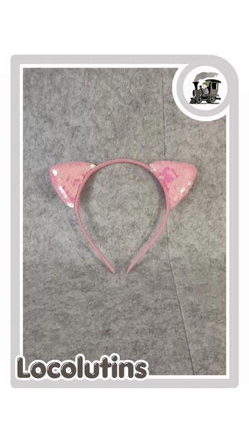 🚂 Serre-tête chat à sequins rose