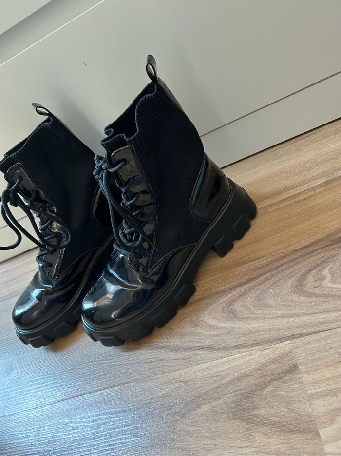 Bottines noires bi-matière Boutique Indépendante Taille 37 - photo numéro 2