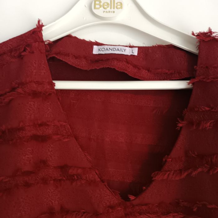 Jolie robe casual T40 à franges bordeaux ..polyester - photo numéro 4