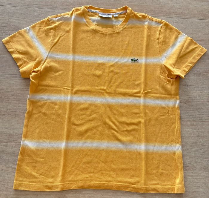 T-shirt Lacoste, rayé Jaune et crème, taille S, homme - photo numéro 4