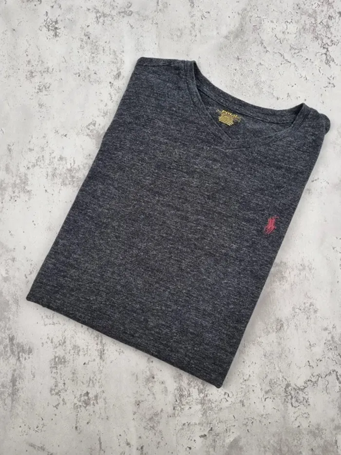 Sweat fin Ralph Lauren noir chiné – Taille M Homme (mesures en photos)