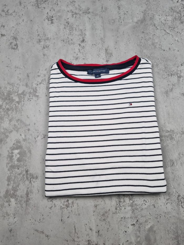 T-shirt rayé Tommy Hilfiger blanc et bleu marine – Taille M Femme - photo numéro 2