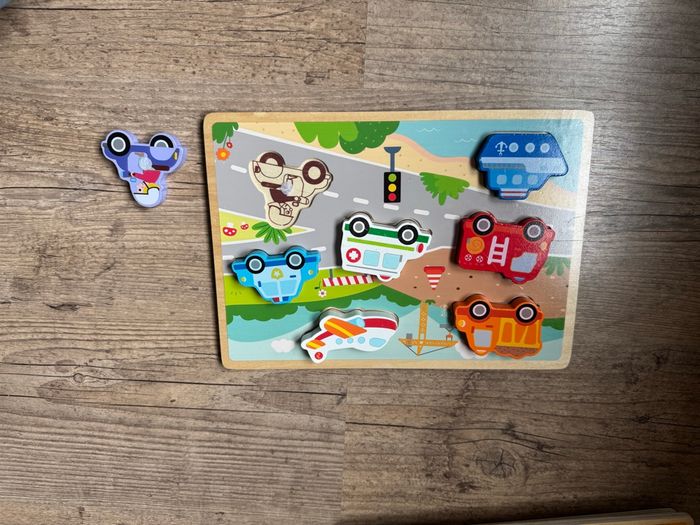 Lot de 2 puzzles en bois – Animaux & Véhicules - photo numéro 3